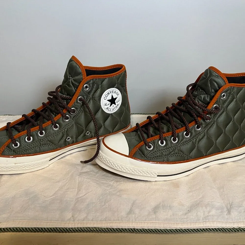 Converse Quilted High-Top Sneakers - Green and Brown - Picture 4 of 7